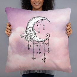 Fancy Crescent Moon In The Clouds Pillow