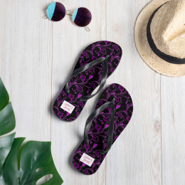 Loohoo's Shoes Black and Purple Butterflies Flip-Flops